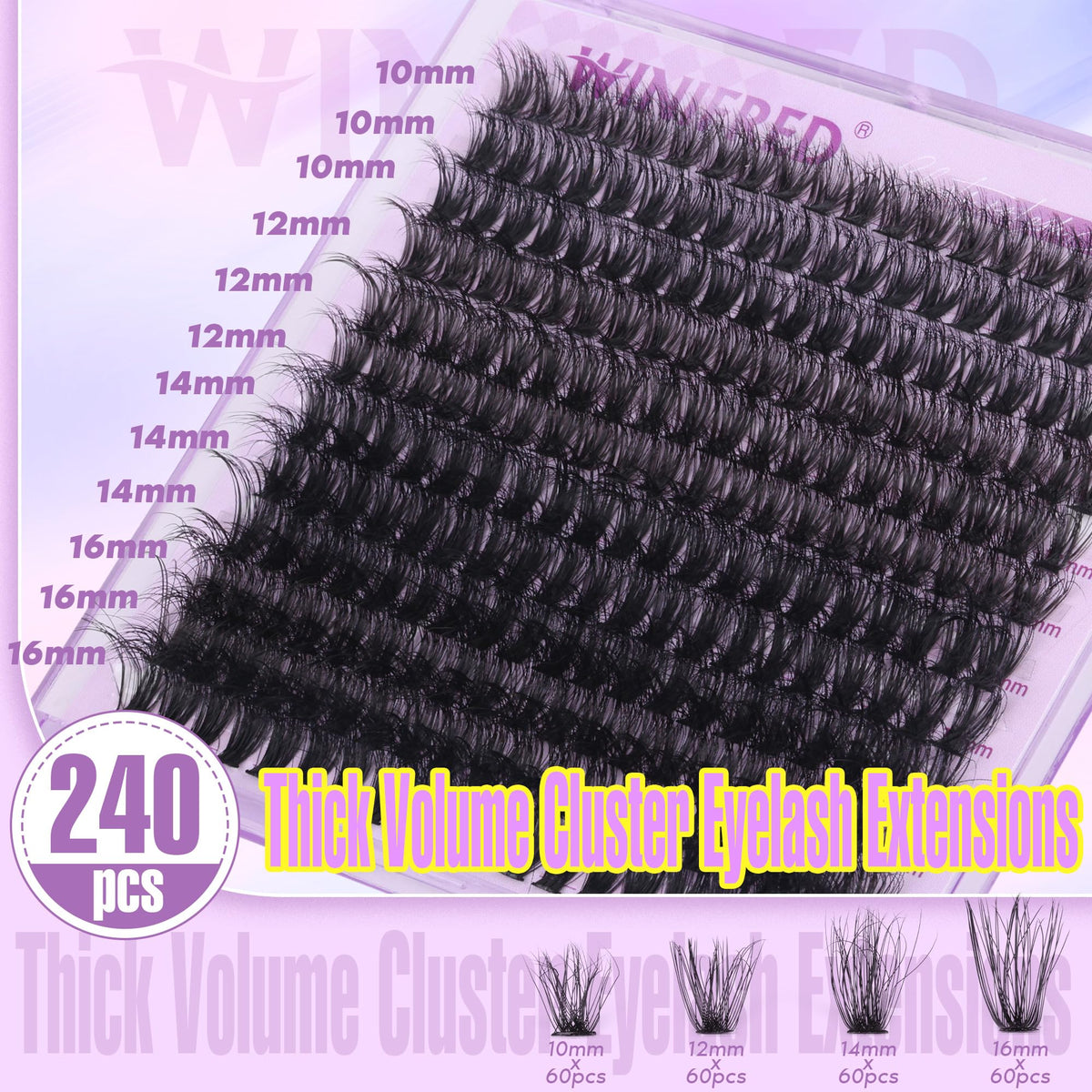 Back view of Winifred Lash Clusters packaging