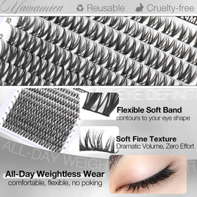 Back view of Yawamica lash clusters packaging