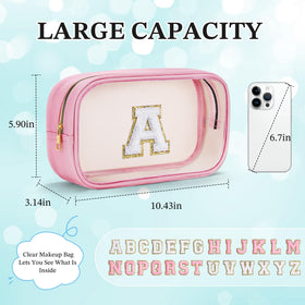 Back view of YOOLIFE Clear Makeup Bag in pink