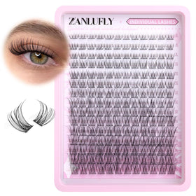 Back view of zanlufly Wispy Eyelash Clusters packaging