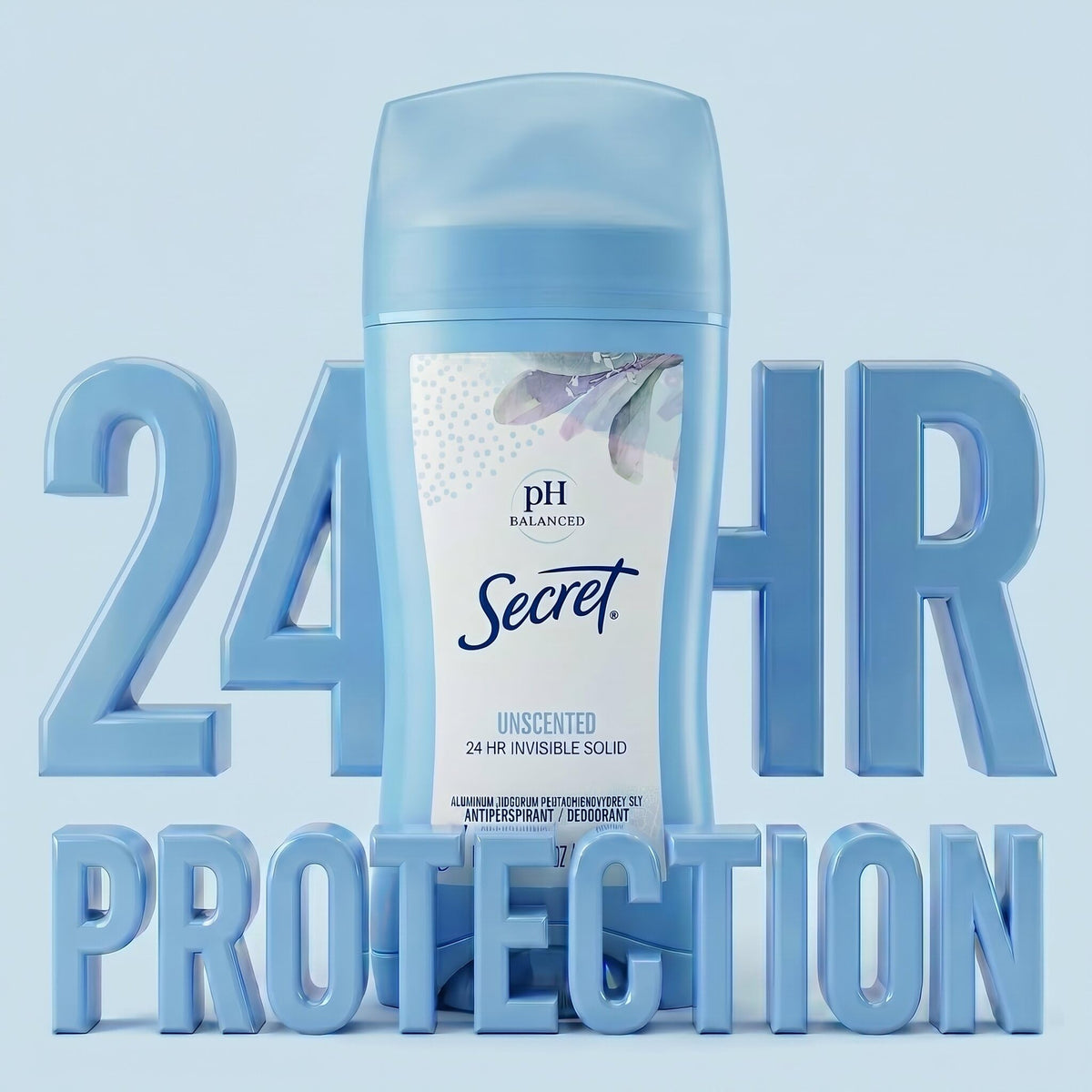 Back view showing ingredients of Secret Original Unscented Women's Antiperspirant