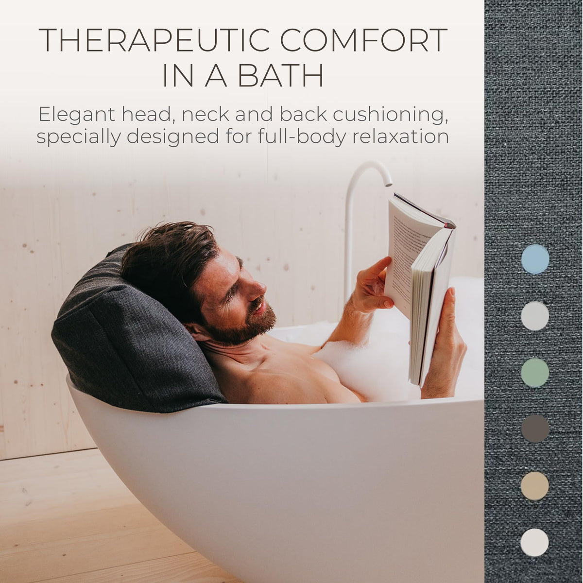 BADESOFA Luxury Bath Pillow S Charcoal side view
