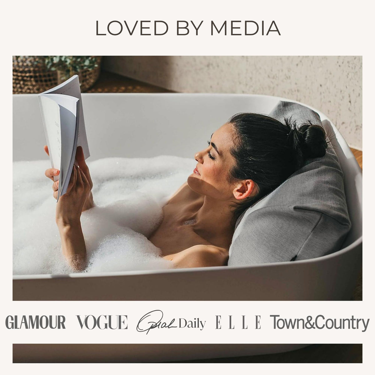 BADESOFA Luxury Bath Pillow S Charcoal with bath accessories