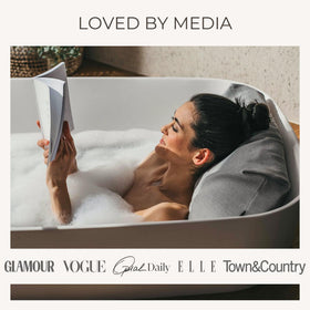 BADESOFA Luxury Bath Pillow S Charcoal with bath accessories