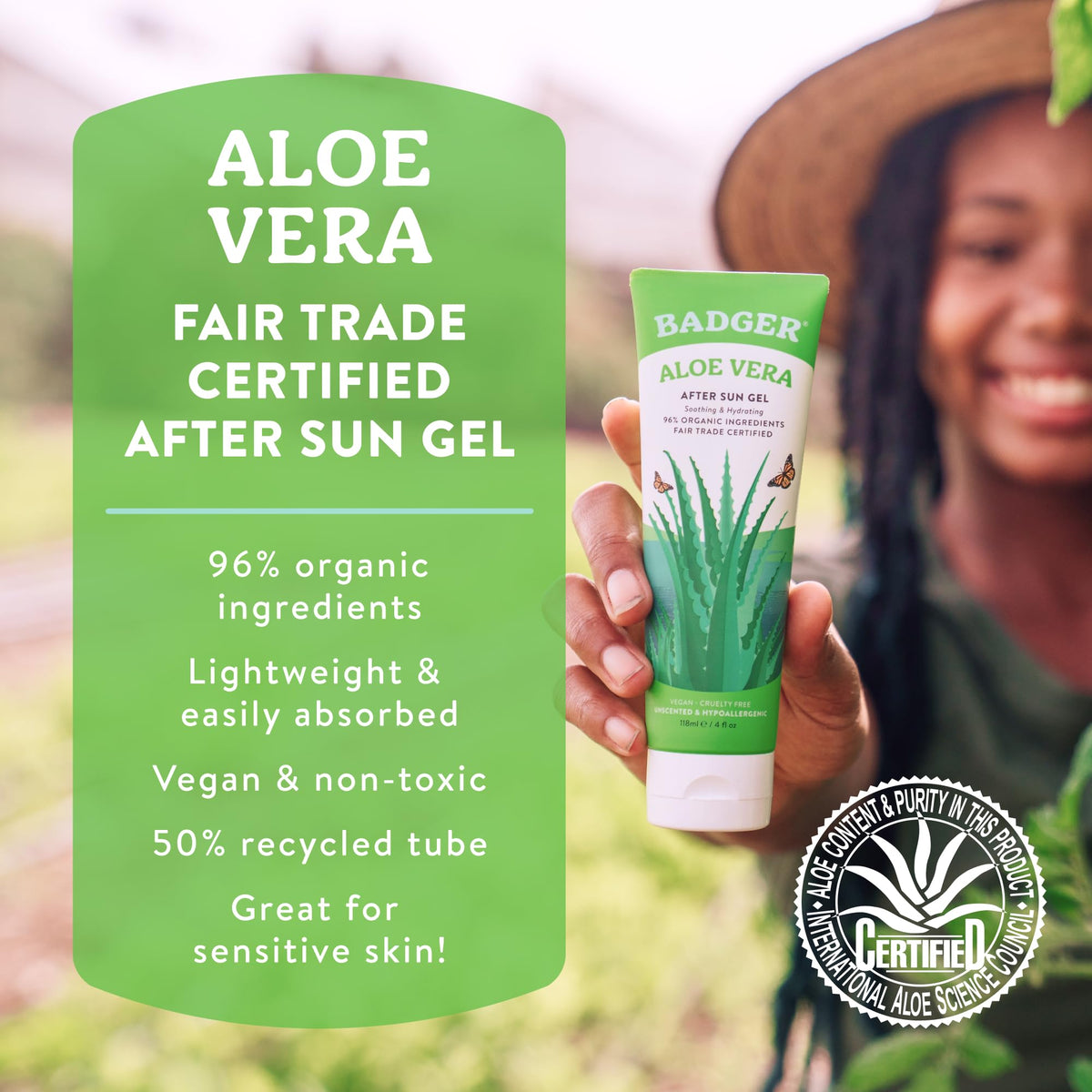 Badger Aloe Vera Gel packaging with ingredients list
