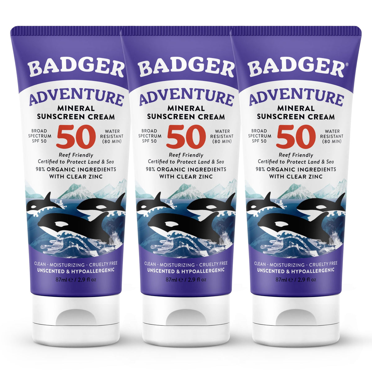 Badger Biodegradable Reef Safe Sunscreen SPF 50 front view