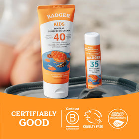 Badger Kids Sunscreen Face Stick SPF 35 travel size comparison