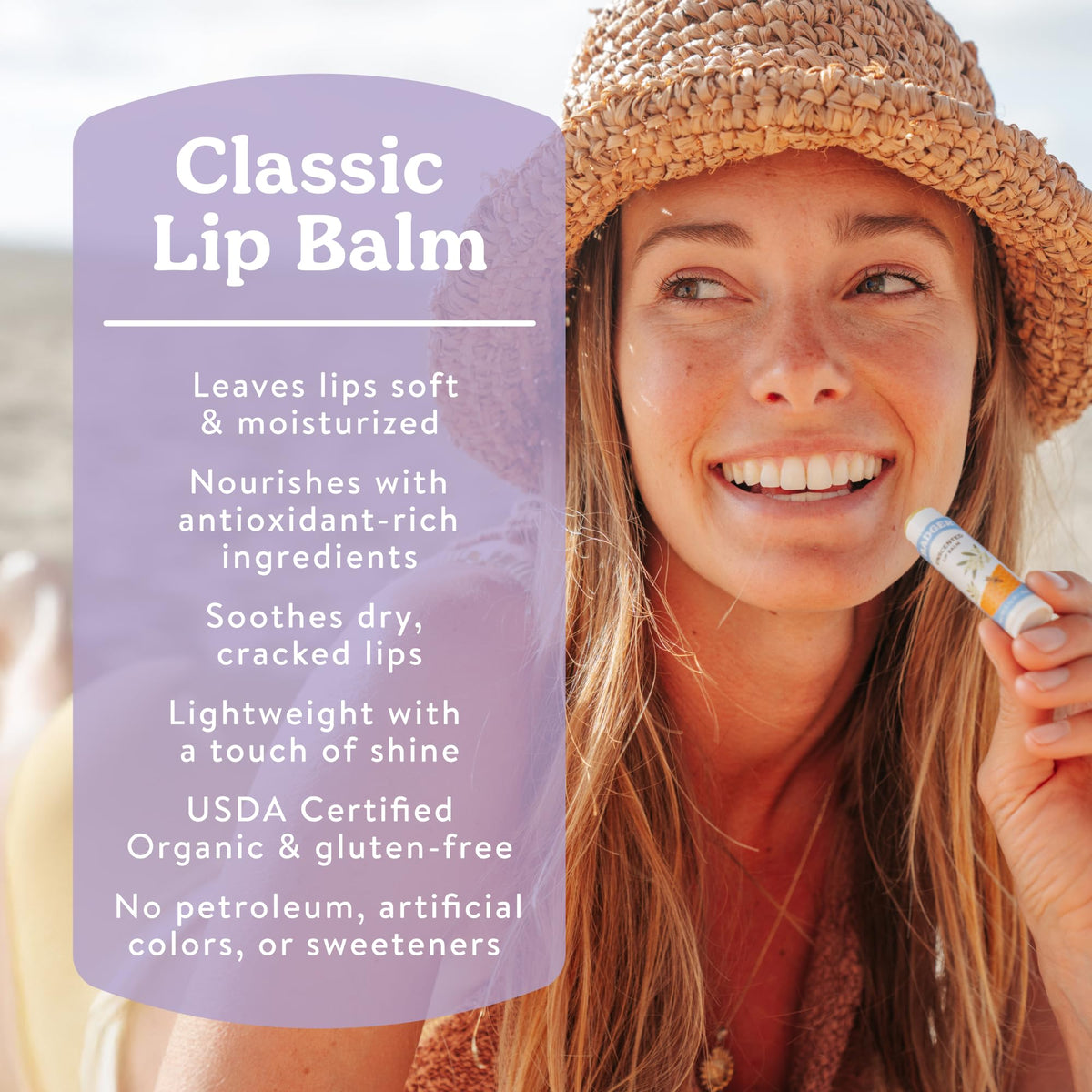 Badger Lavender Orange Lip Balm packaging details
