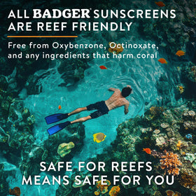 Badger Mineral Sunscreen Cream SPF 30 travel size next to beach gear