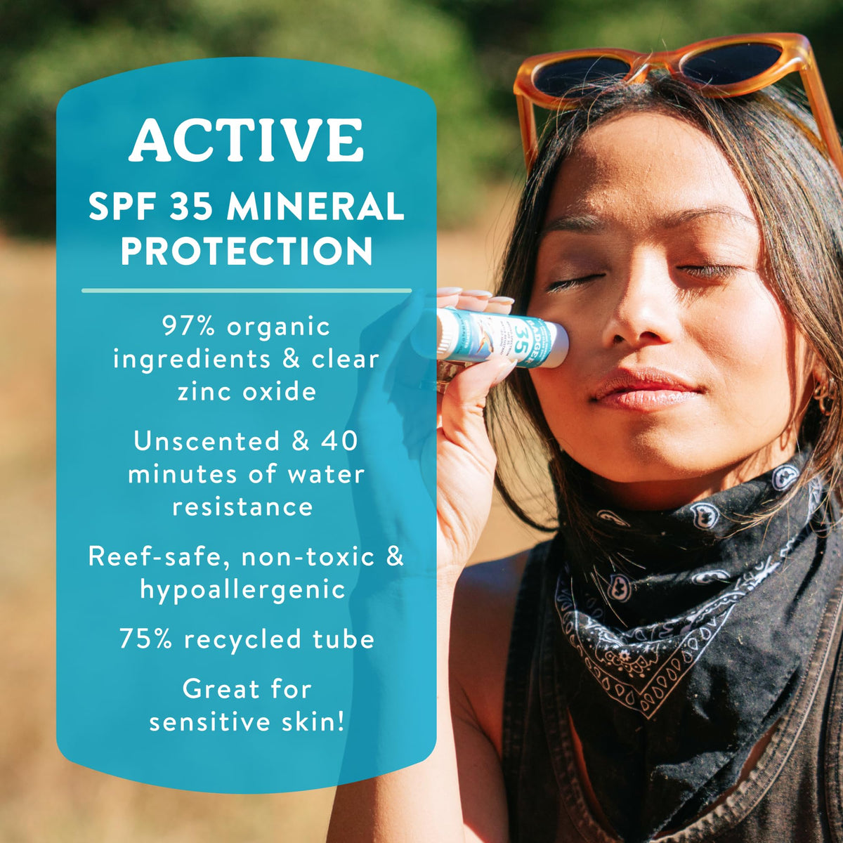 Badger Mineral Sunscreen Face Stick SPF 35 back view