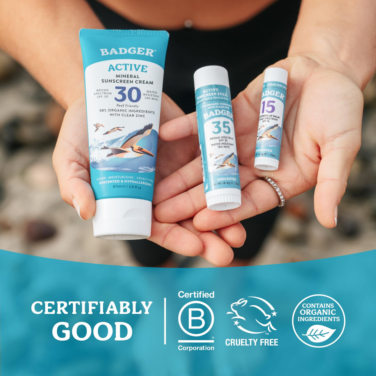 Badger Mineral Sunscreen Face Stick SPF 35 ready for travel