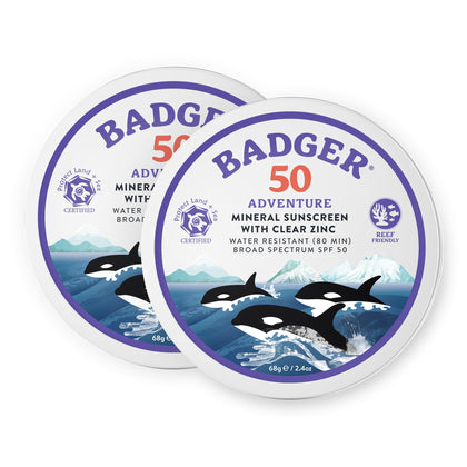 Badger Mineral Sunscreen SPF 50 2.4 oz tin front view