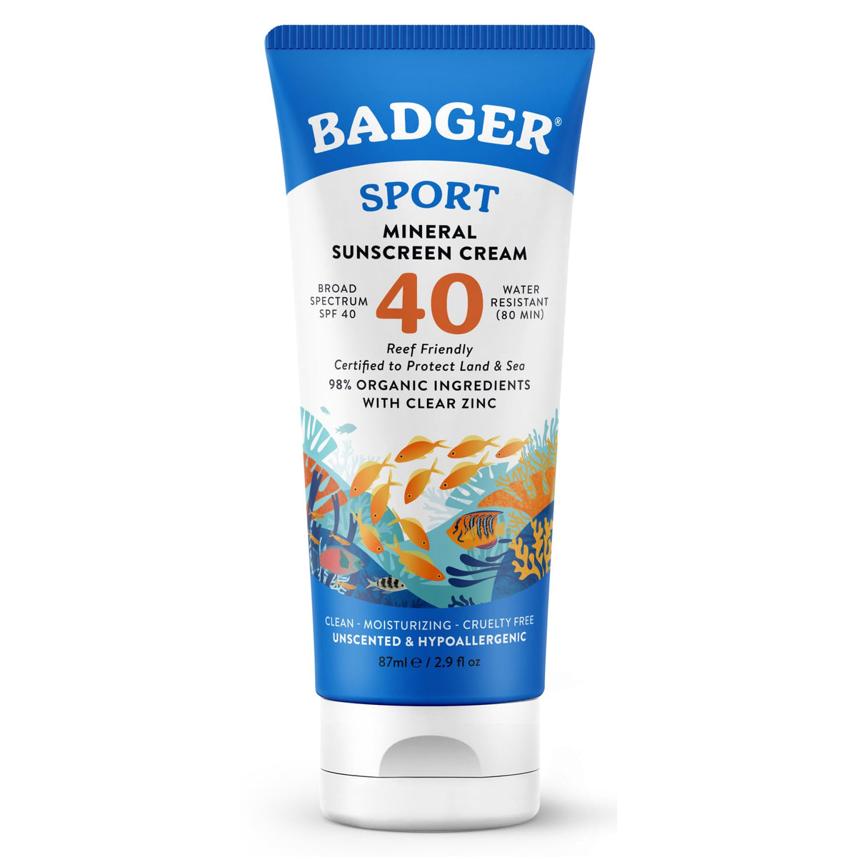 Badger Sport Mineral Sunscreen SPF 40 front view