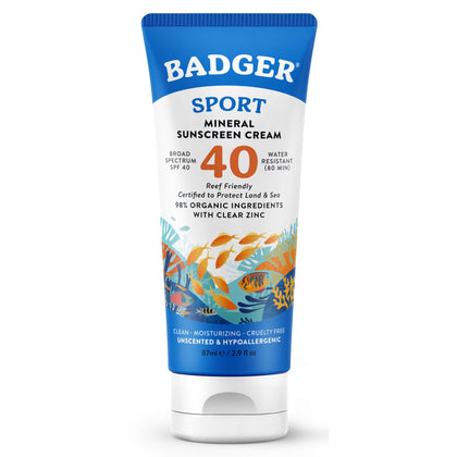 Badger Sport Mineral Sunscreen SPF 40 front view