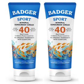 Badger Sport Mineral Sunscreen SPF 40 front view, 2-pack