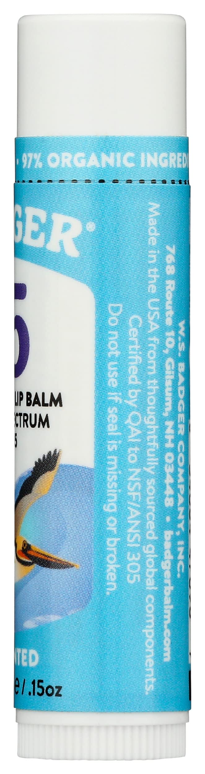 Badger Sunscreen Lip Balm SPF 15 close-up of stick