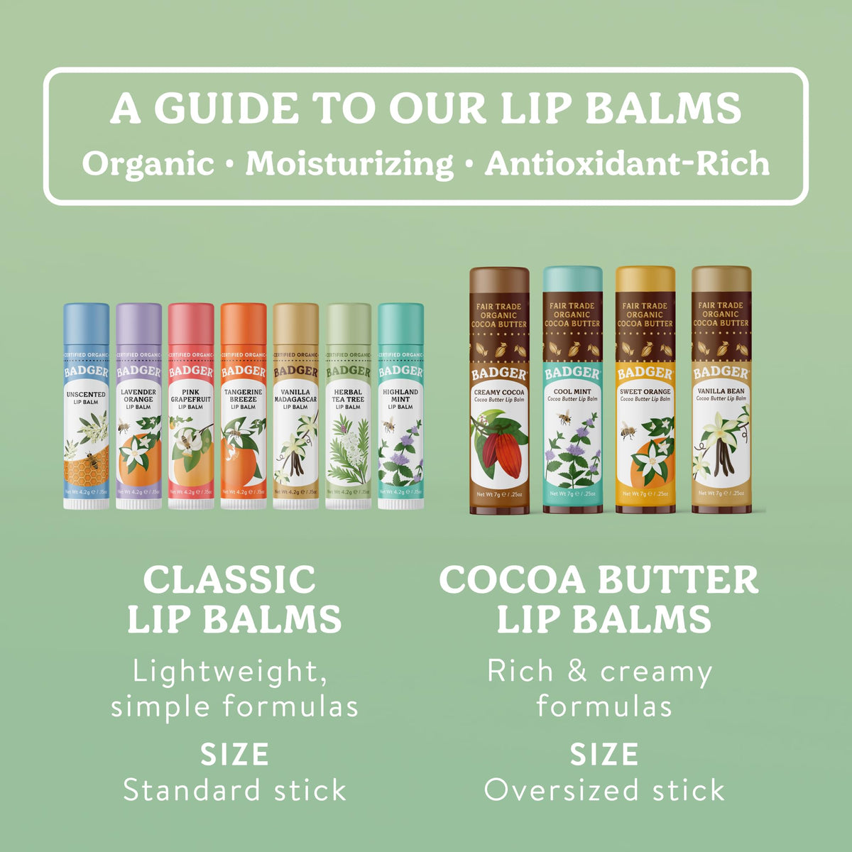 Badger Tea Tree Lip Balm on a wooden surface