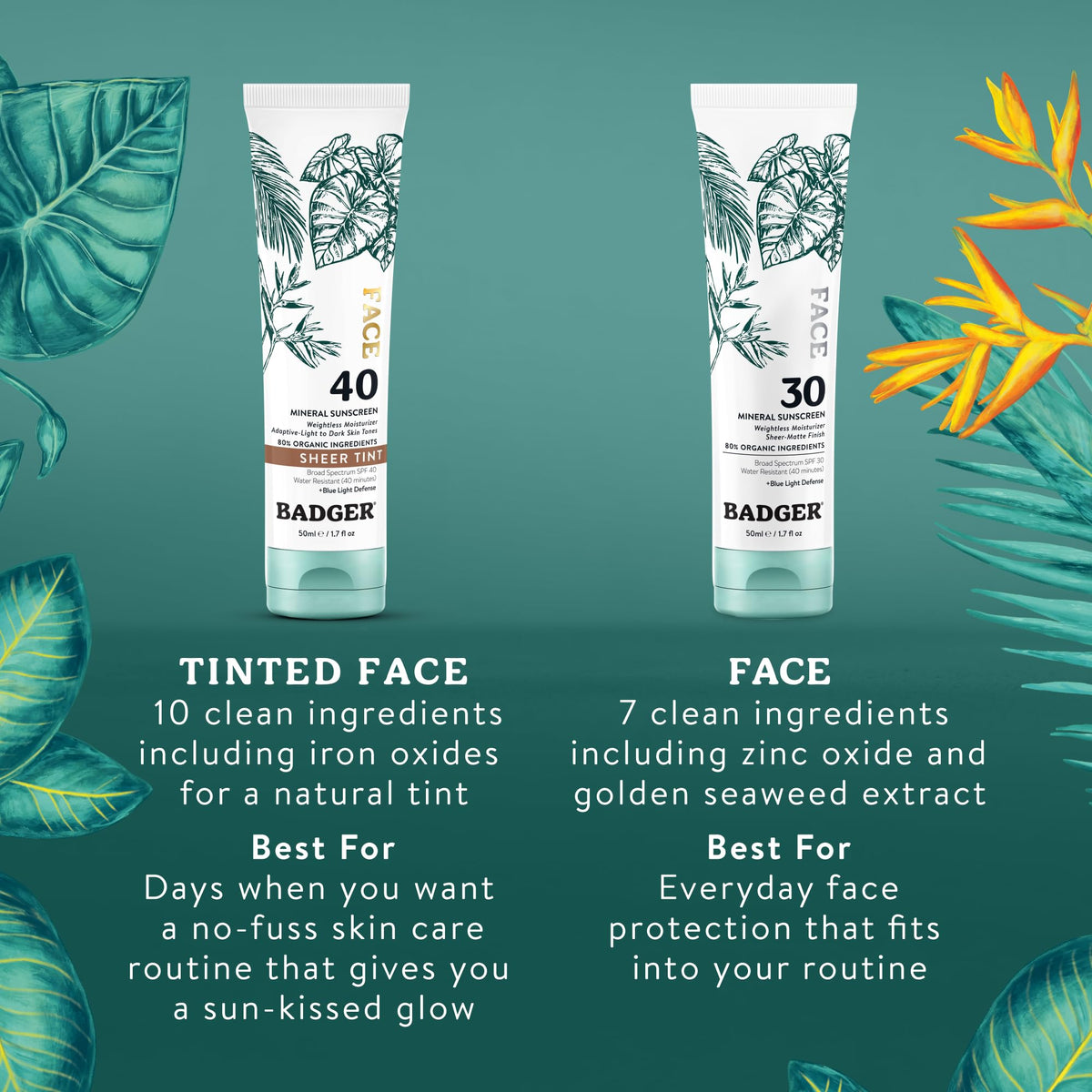 Badger Tinted Sunscreen for Face SPF 40 on a beach bag