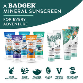 Badger Tinted Sunscreen for Face SPF 40 with natural ingredients