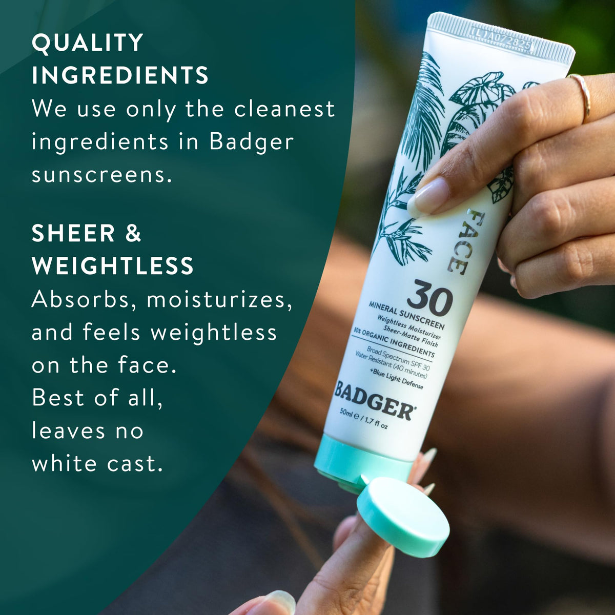 Badger Zinc Oxide Face Sunscreen SPF 30 with ingredients