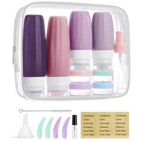 BAGSMART 18 Pack purple travel bottles front view