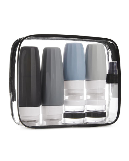 BAGSMART 18 Pack TSA Approved Travel Bottles grey set front view