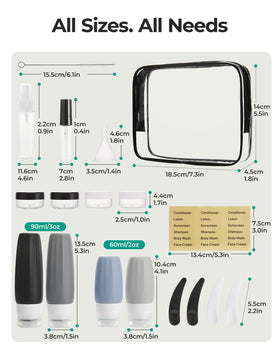 BAGSMART clear bag containing travel bottles and accessories