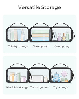 BAGSMART Clear Makeup Bag in travel setting