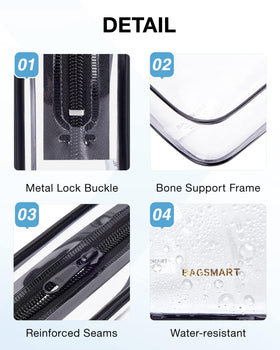 BAGSMART Clear Toiletry Bag 2-Pack side view
