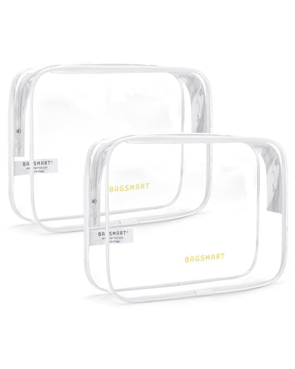BAGSMART Clear Toiletry Bag front view showing transparent design