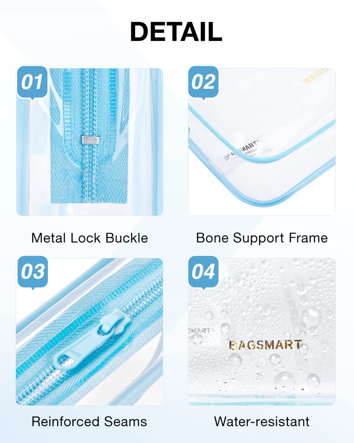 BAGSMART Clear Toiletry Bag in use with travel essentials