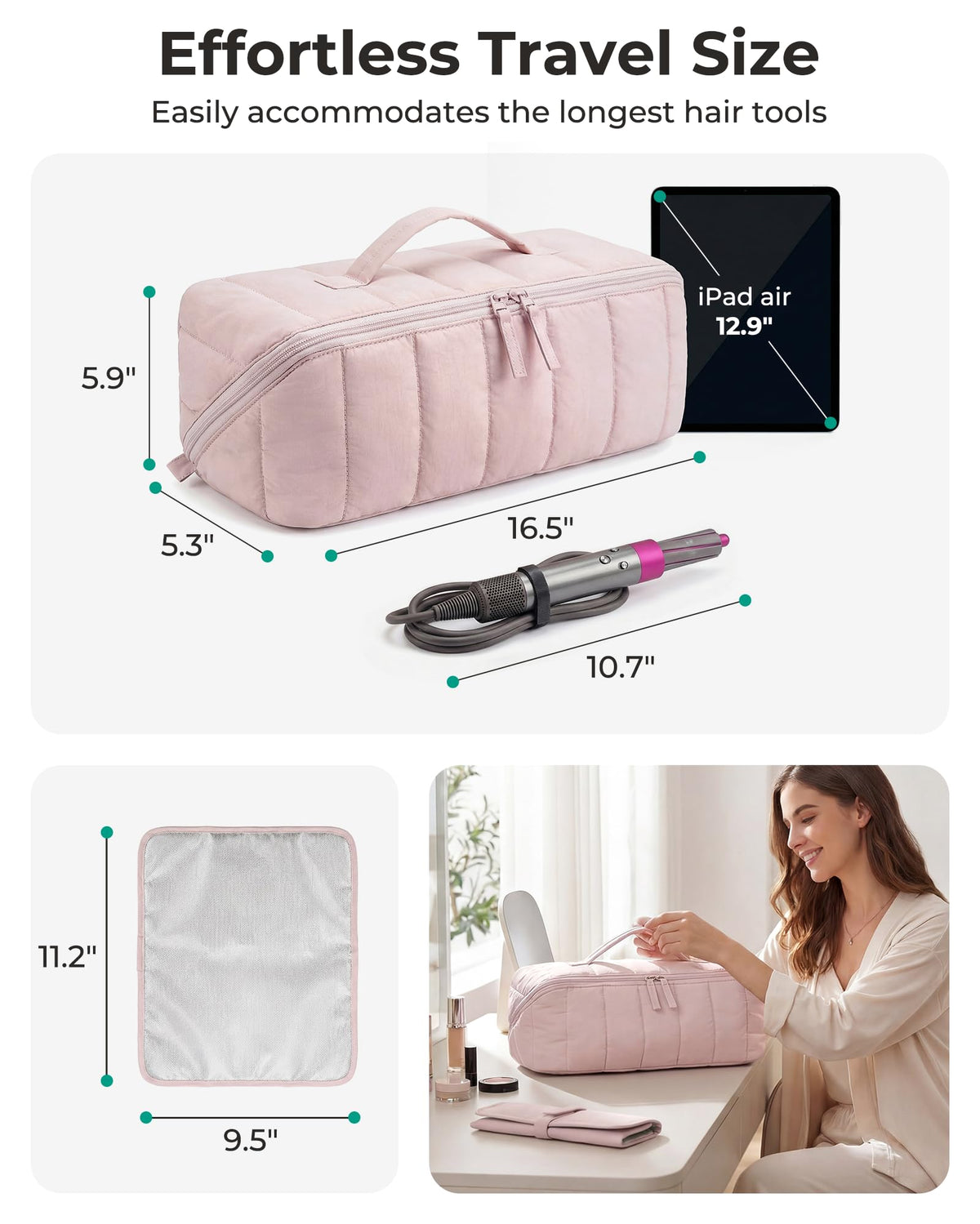 BAGSMART Hair Tools Travel Bag in use during travel