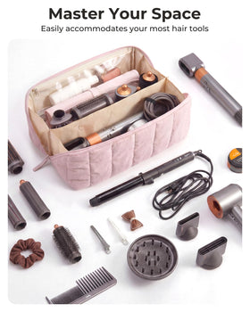 BAGSMART Hair Tools Travel Bag open showing interior compartments