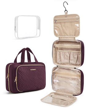 BAGSMART Hanging Toiletry Bag Cherry Red front view