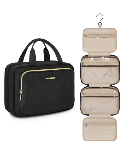 BAGSMART Hanging Travel Toiletry Organizer in black, front view