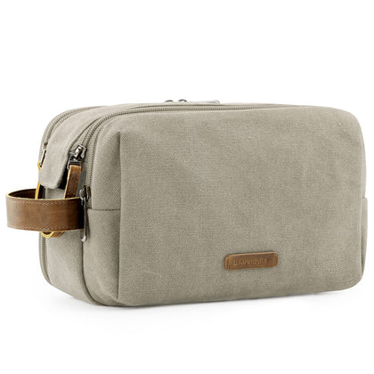 BAGSMART Large Canvas Toiletry Bag front view in beige