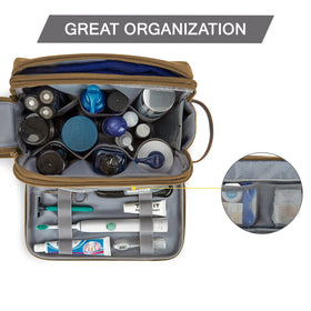 BAGSMART Large Toiletry Bag side view with leather handle