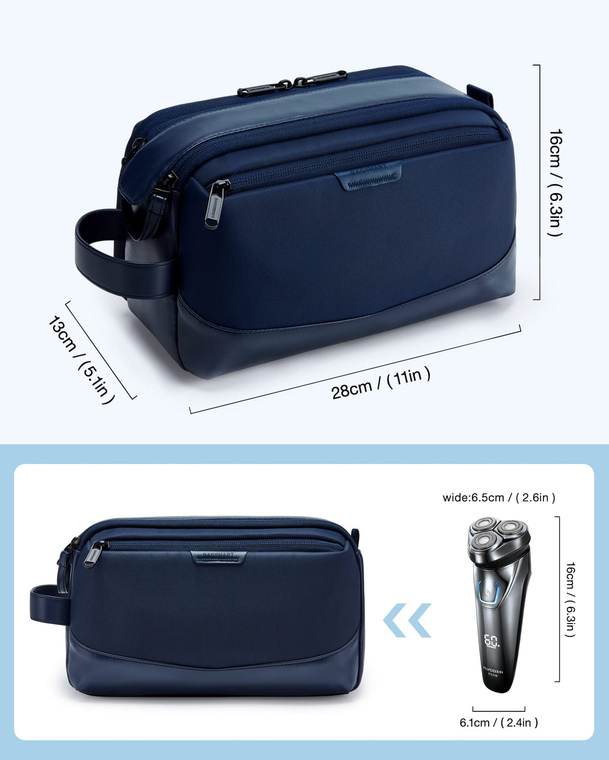 BAGSMART Large Travel Toiletry Bag in lifestyle scene on travel counter