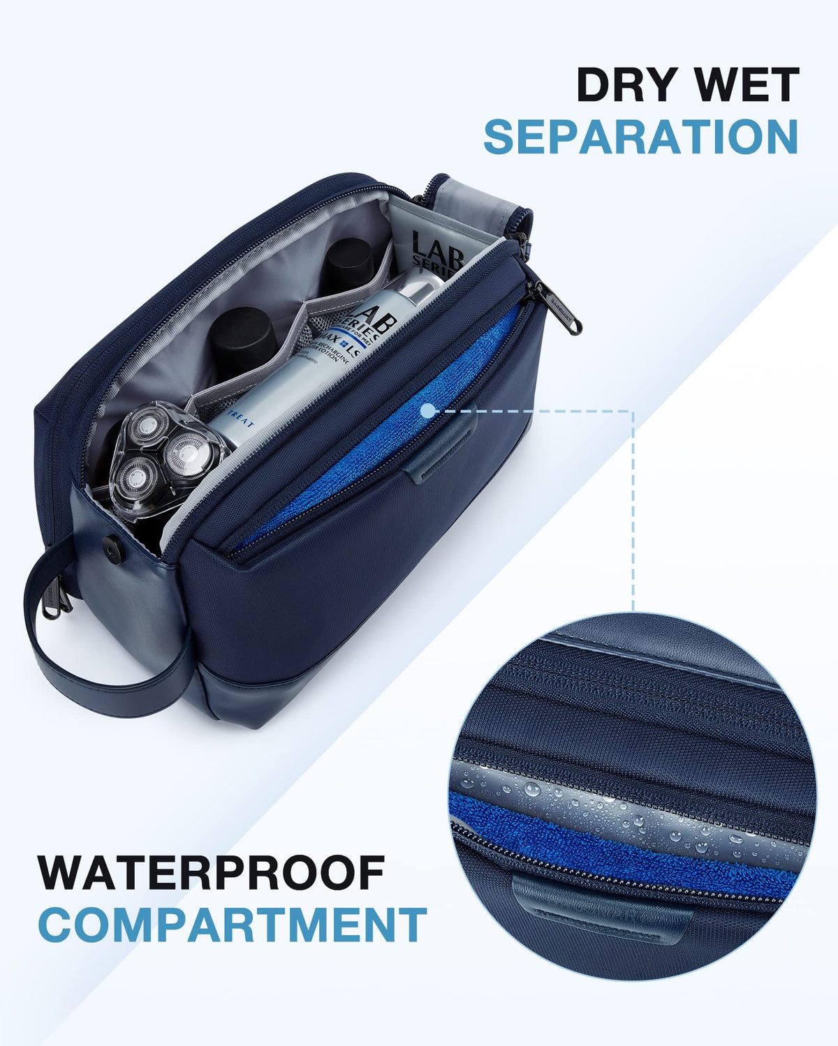 BAGSMART Large Travel Toiletry Bag showing double zipper design
