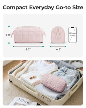 BAGSMART Makeup Bag Chocolate zipper detail