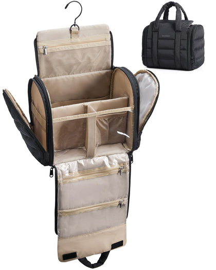 BAGSMART Makeup Bag front view in black