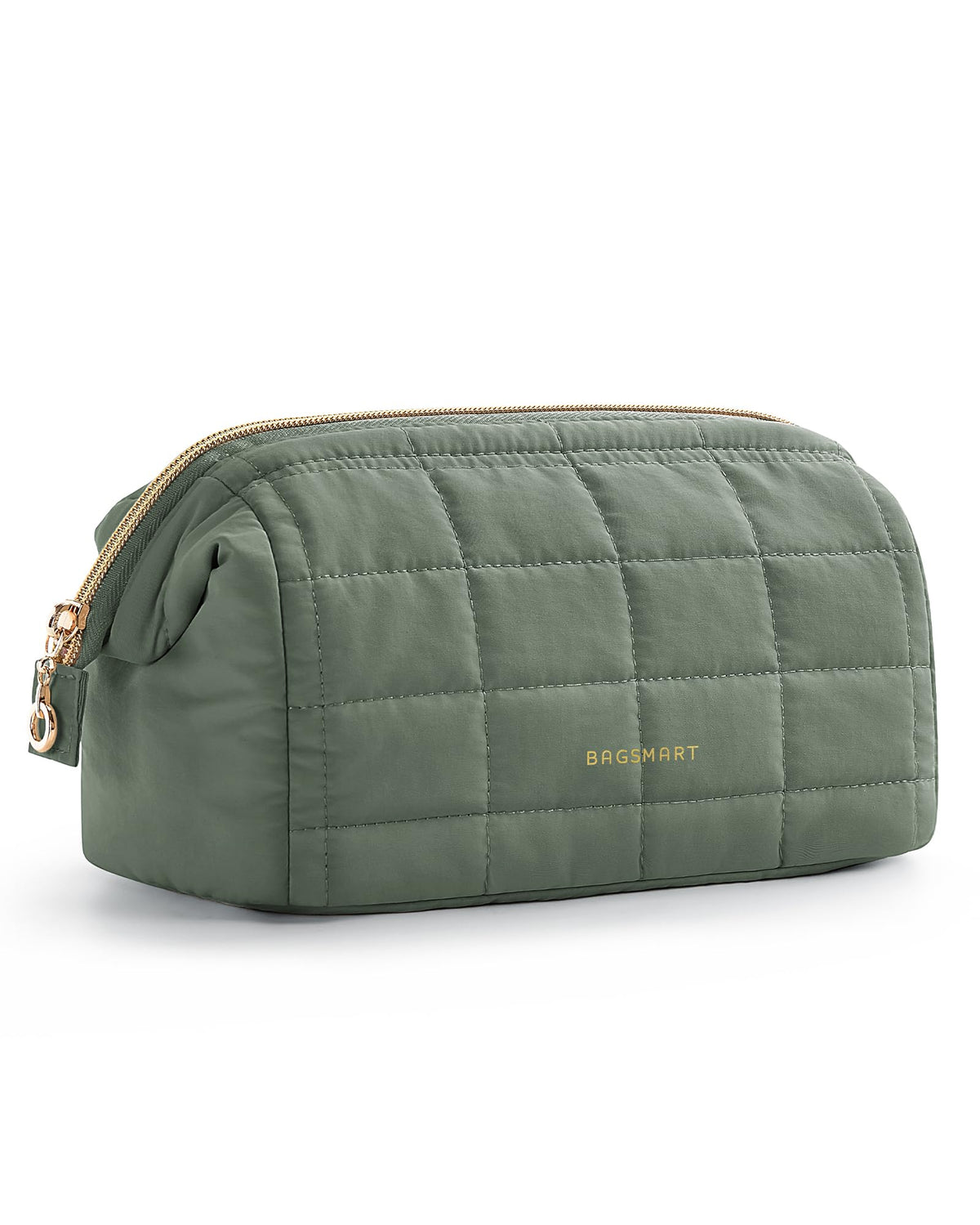 BAGSMART Makeup Bag front view in Olive Green