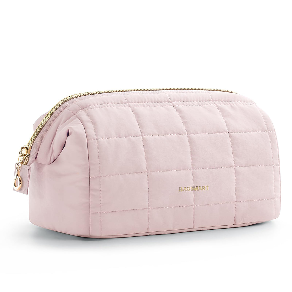 BAGSMART Makeup Bag front view in pink