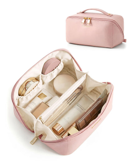 BAGSMART Makeup Bag front view in pink