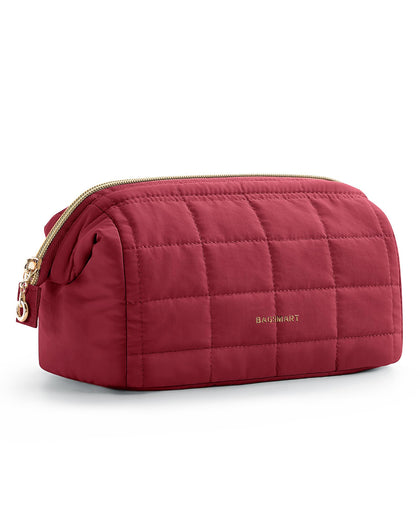 BAGSMART Makeup Bag garnet red front view