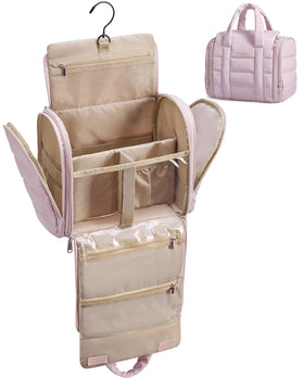 BAGSMART Makeup Bag in Nude Pink front view
