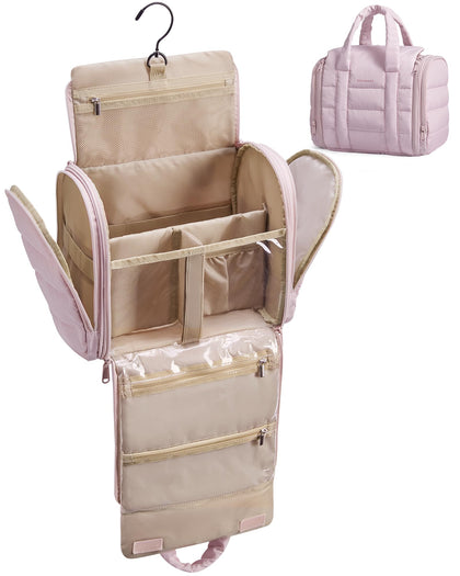 BAGSMART Makeup Bag in Nude Pink front view