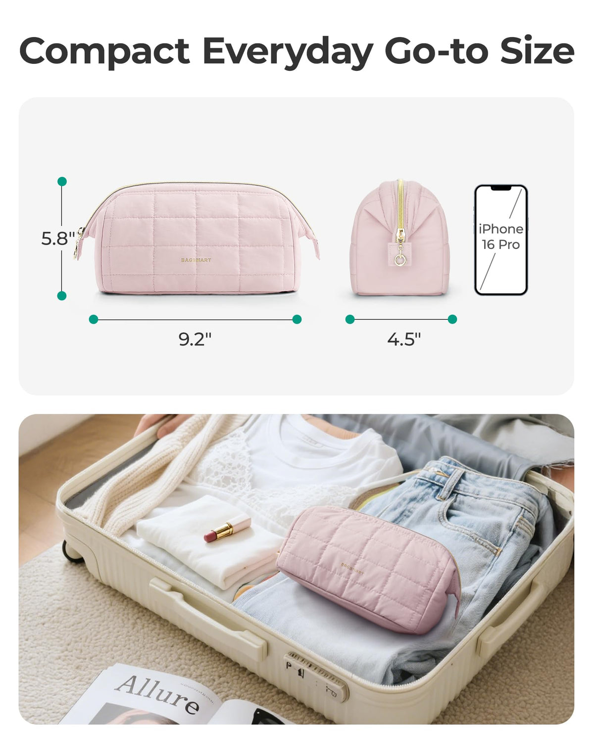 BAGSMART Makeup Bag lifestyle shot on vanity