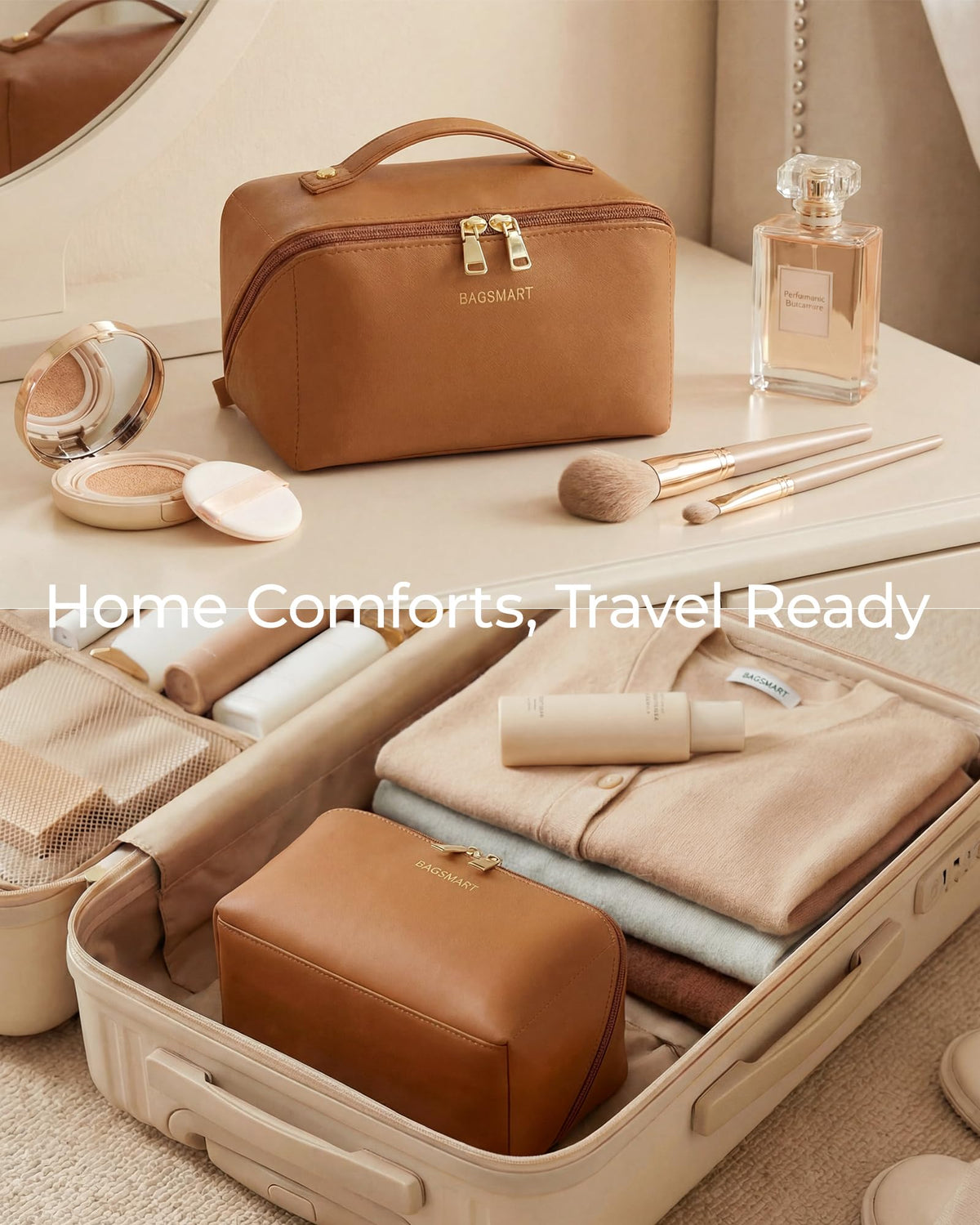 BAGSMART Makeup Bag Lilac packaging view