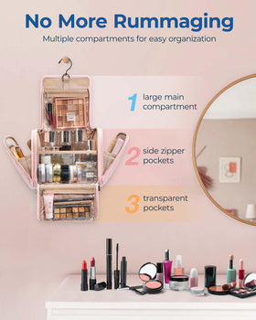 BAGSMART Makeup Bag side view showcasing storage pockets